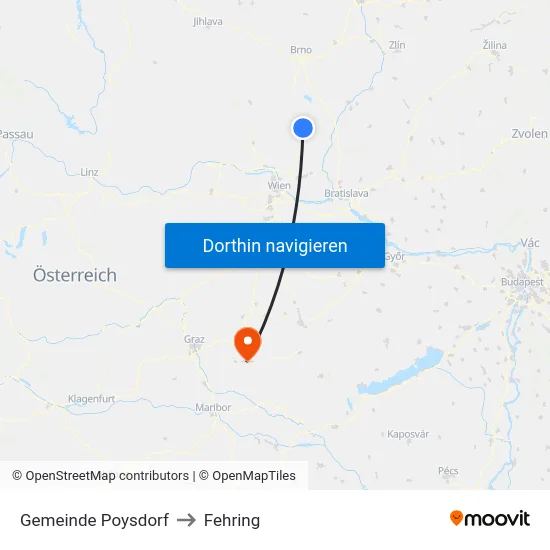 Gemeinde Poysdorf to Fehring map