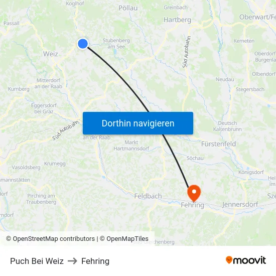 Puch Bei Weiz to Fehring map