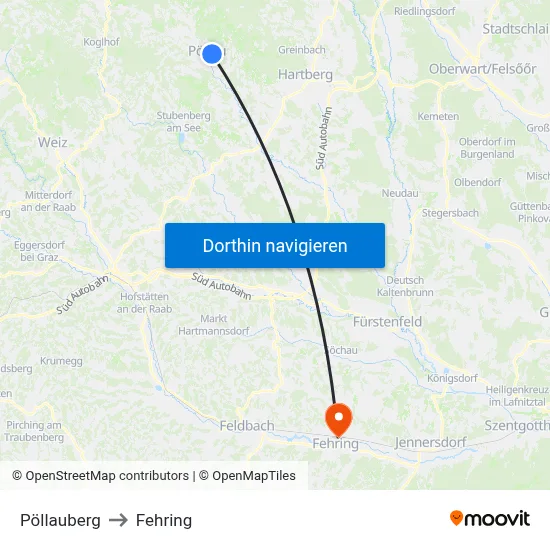 Pöllauberg to Fehring map