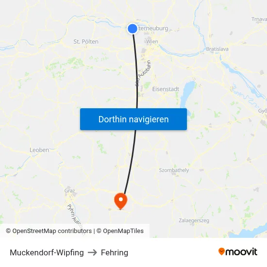 Muckendorf-Wipfing to Fehring map
