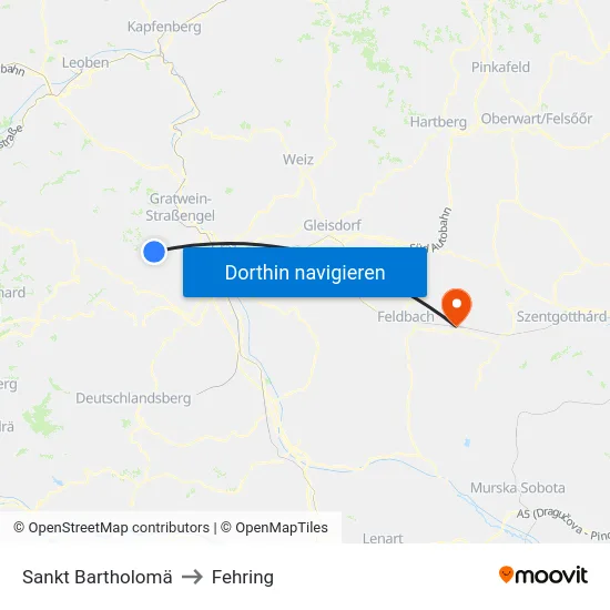 Sankt Bartholomä to Fehring map