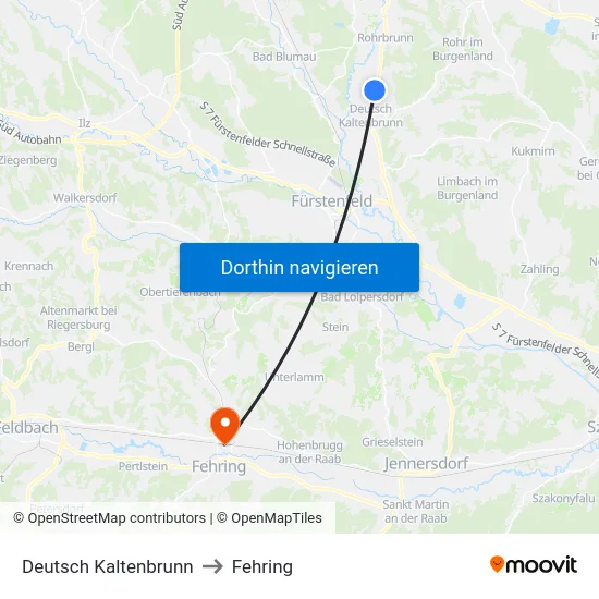 Deutsch Kaltenbrunn to Fehring map