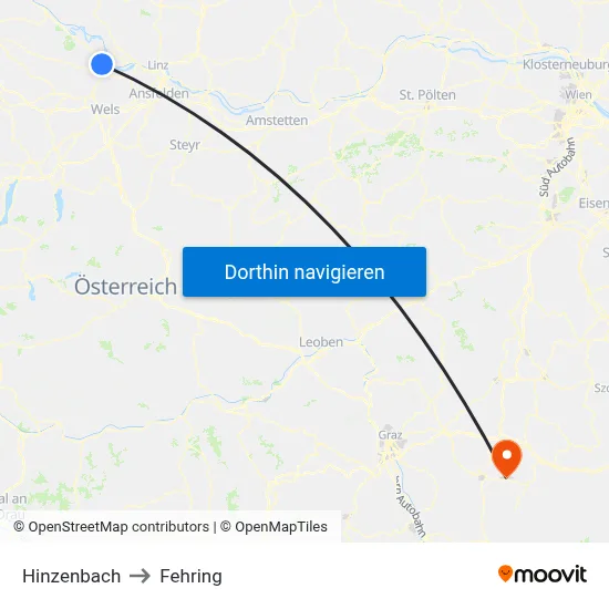 Hinzenbach to Fehring map