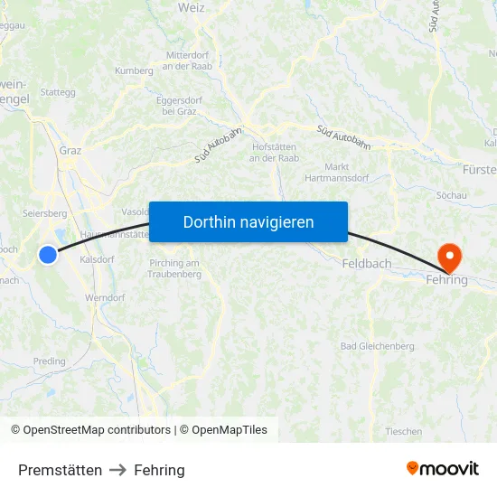 Premstätten to Fehring map