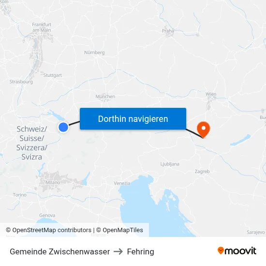 Gemeinde Zwischenwasser to Fehring map