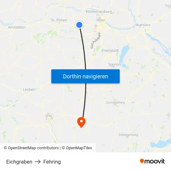 Eichgraben to Fehring map