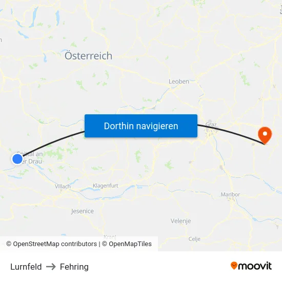 Lurnfeld to Fehring map