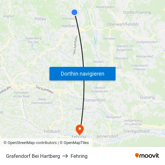 Grafendorf Bei Hartberg to Fehring map