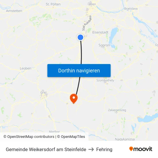 Gemeinde Weikersdorf am Steinfelde to Fehring map