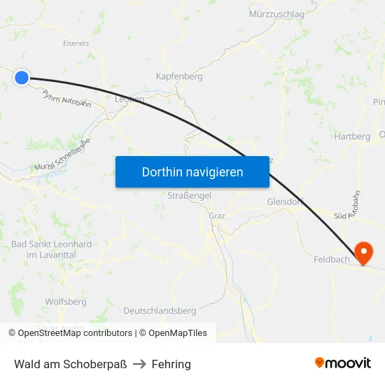 Wald am Schoberpaß to Fehring map