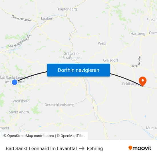 Bad Sankt Leonhard Im Lavanttal to Fehring map