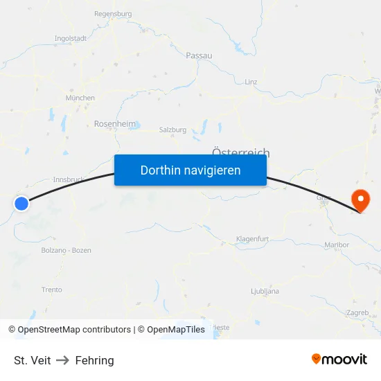 St. Veit to Fehring map
