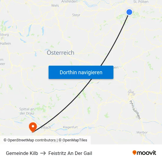 Gemeinde Kilb to Feistritz An Der Gail map