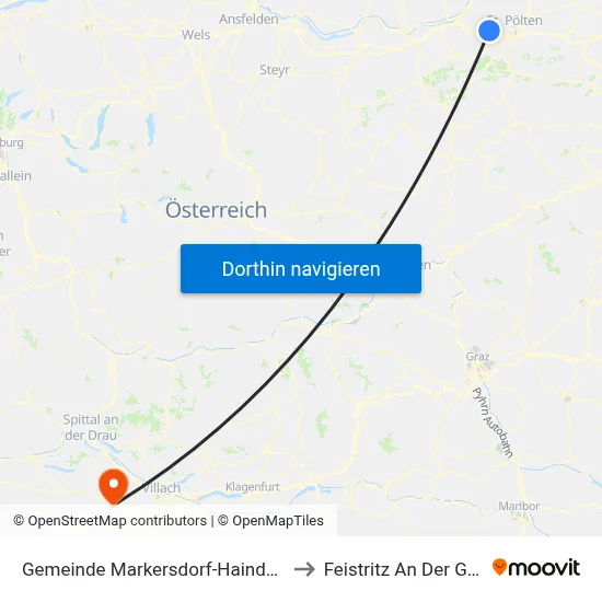 Gemeinde Markersdorf-Haindorf to Feistritz An Der Gail map