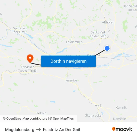 Magdalensberg to Feistritz An Der Gail map