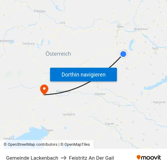 Gemeinde Lackenbach to Feistritz An Der Gail map