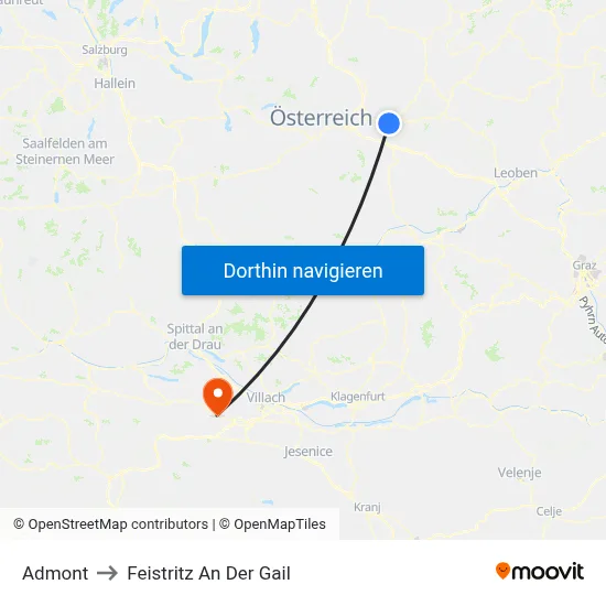 Admont to Feistritz An Der Gail map