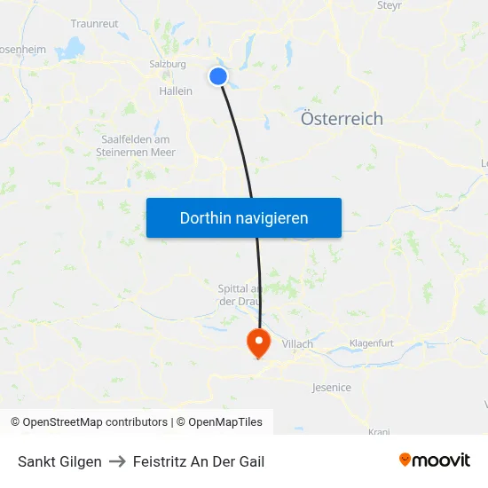 Sankt Gilgen to Feistritz An Der Gail map