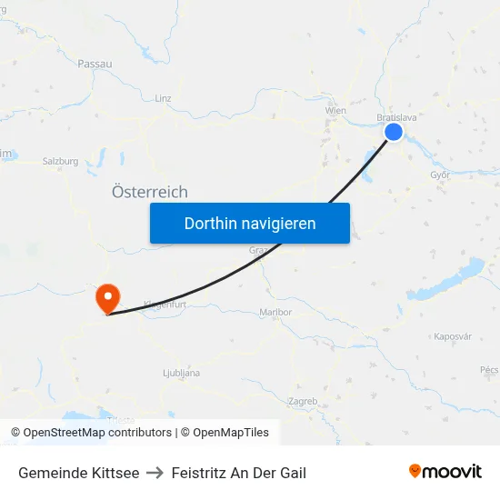 Gemeinde Kittsee to Feistritz An Der Gail map