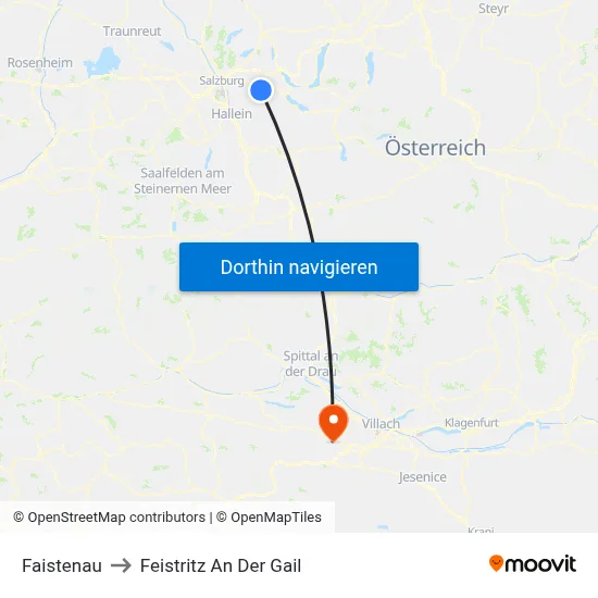Faistenau to Feistritz An Der Gail map