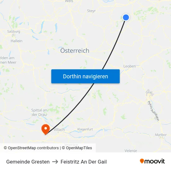 Gemeinde Gresten to Feistritz An Der Gail map