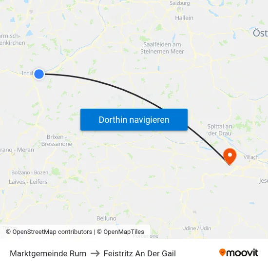 Marktgemeinde Rum to Feistritz An Der Gail map