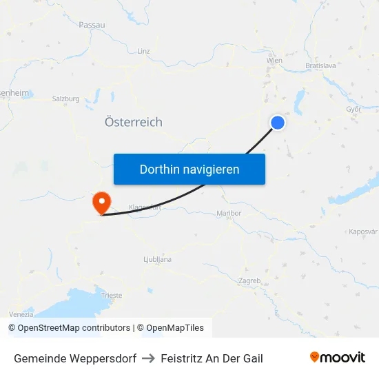 Gemeinde Weppersdorf to Feistritz An Der Gail map