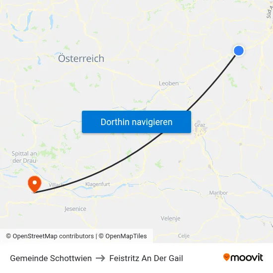 Gemeinde Schottwien to Feistritz An Der Gail map
