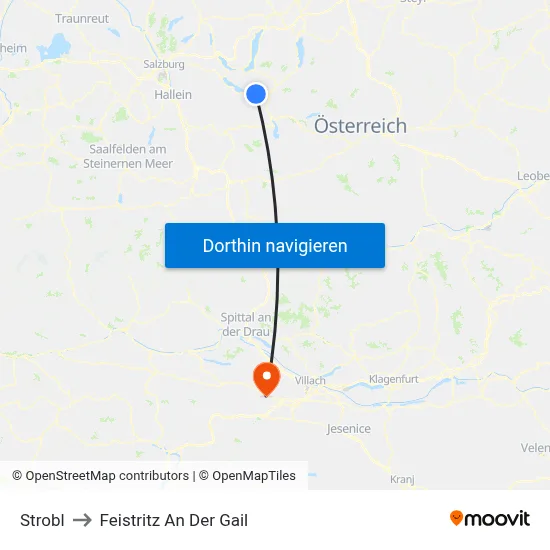 Strobl to Feistritz An Der Gail map