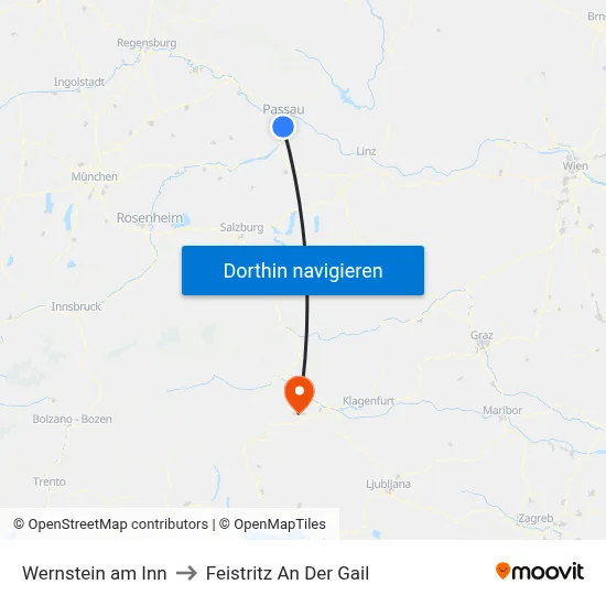 Wernstein am Inn to Feistritz An Der Gail map