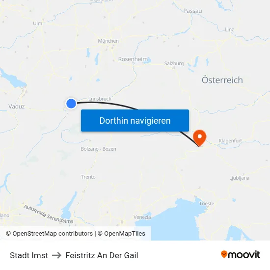 Stadt Imst to Feistritz An Der Gail map