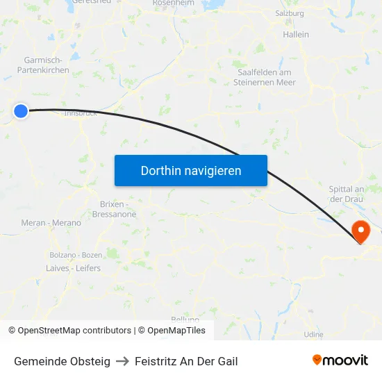 Gemeinde Obsteig to Feistritz An Der Gail map