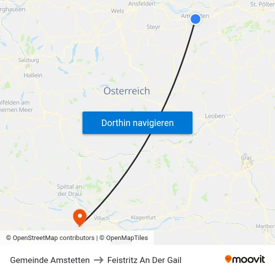 Gemeinde Amstetten to Feistritz An Der Gail map