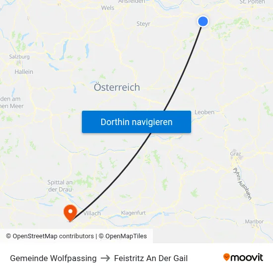 Gemeinde Wolfpassing to Feistritz An Der Gail map