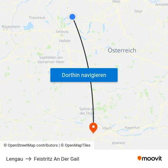 Lengau to Feistritz An Der Gail map