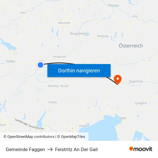 Gemeinde Faggen to Feistritz An Der Gail map