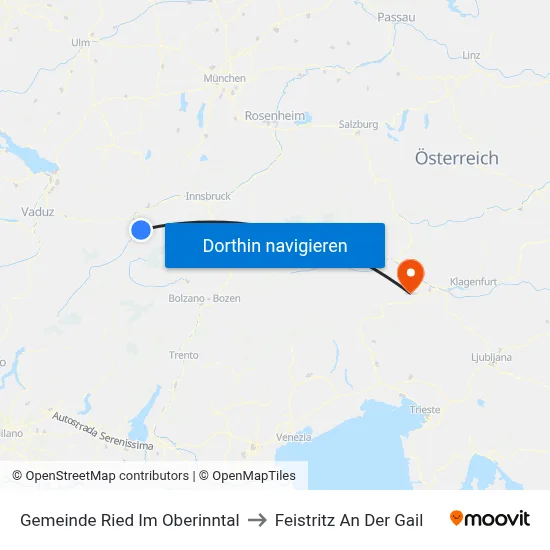 Gemeinde Ried Im Oberinntal to Feistritz An Der Gail map