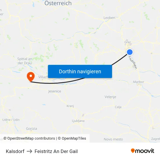 Kalsdorf to Feistritz An Der Gail map