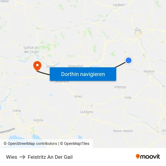Wies to Feistritz An Der Gail map