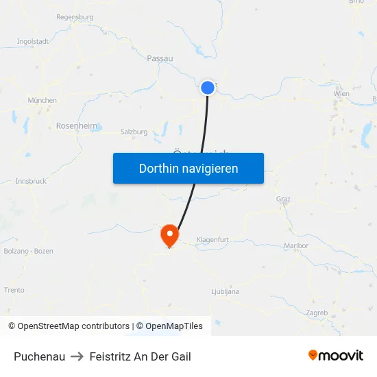 Puchenau to Feistritz An Der Gail map