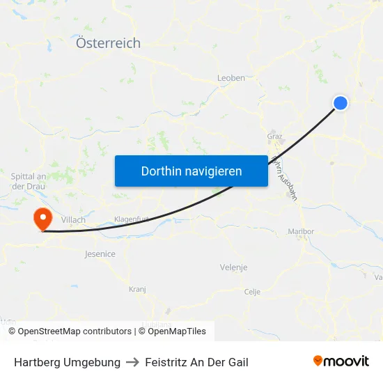 Hartberg Umgebung to Feistritz An Der Gail map