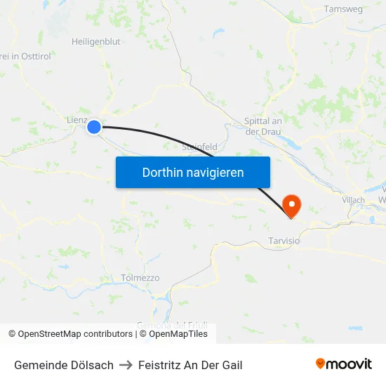 Gemeinde Dölsach to Feistritz An Der Gail map