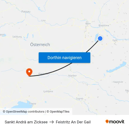 Sankt Andrä am Zicksee to Feistritz An Der Gail map