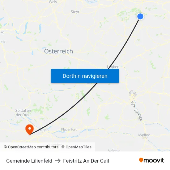 Gemeinde Lilienfeld to Feistritz An Der Gail map