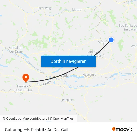 Guttaring to Feistritz An Der Gail map