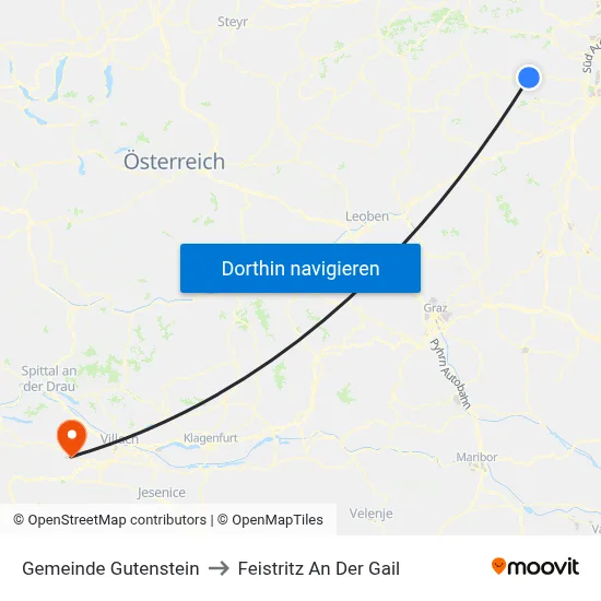 Gemeinde Gutenstein to Feistritz An Der Gail map