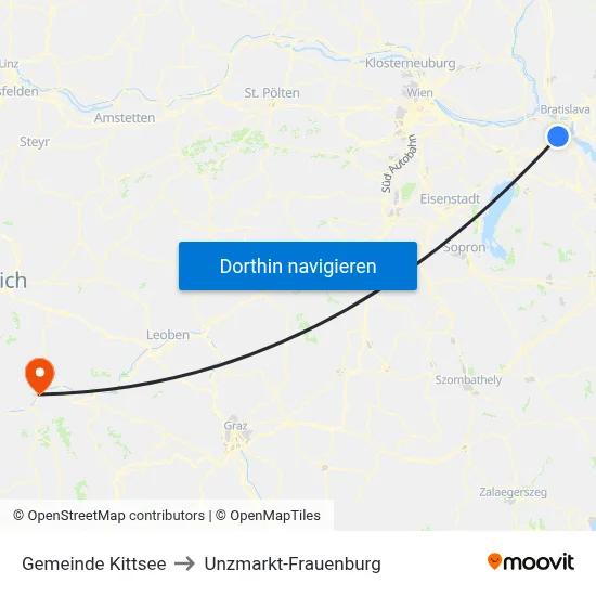 Gemeinde Kittsee to Unzmarkt-Frauenburg map