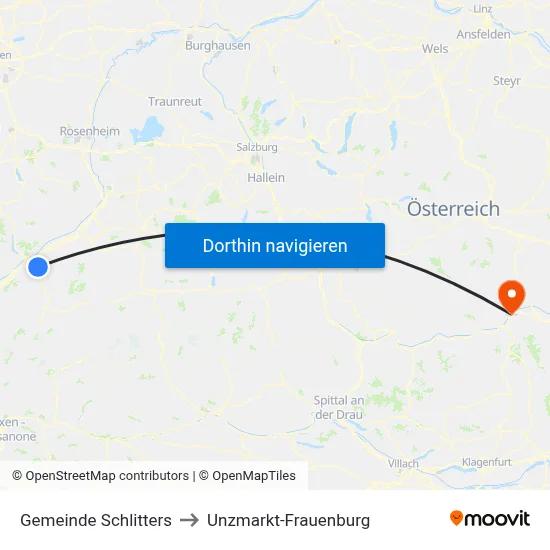 Gemeinde Schlitters to Unzmarkt-Frauenburg map