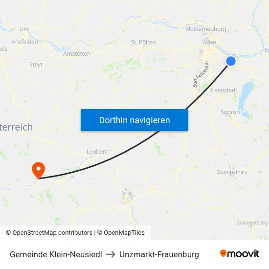 Gemeinde Klein-Neusiedl to Unzmarkt-Frauenburg map