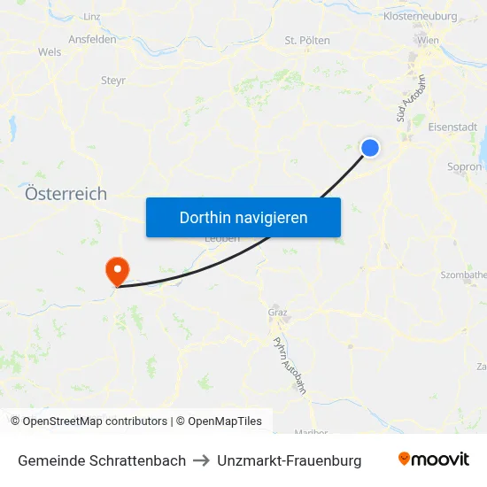 Gemeinde Schrattenbach to Unzmarkt-Frauenburg map